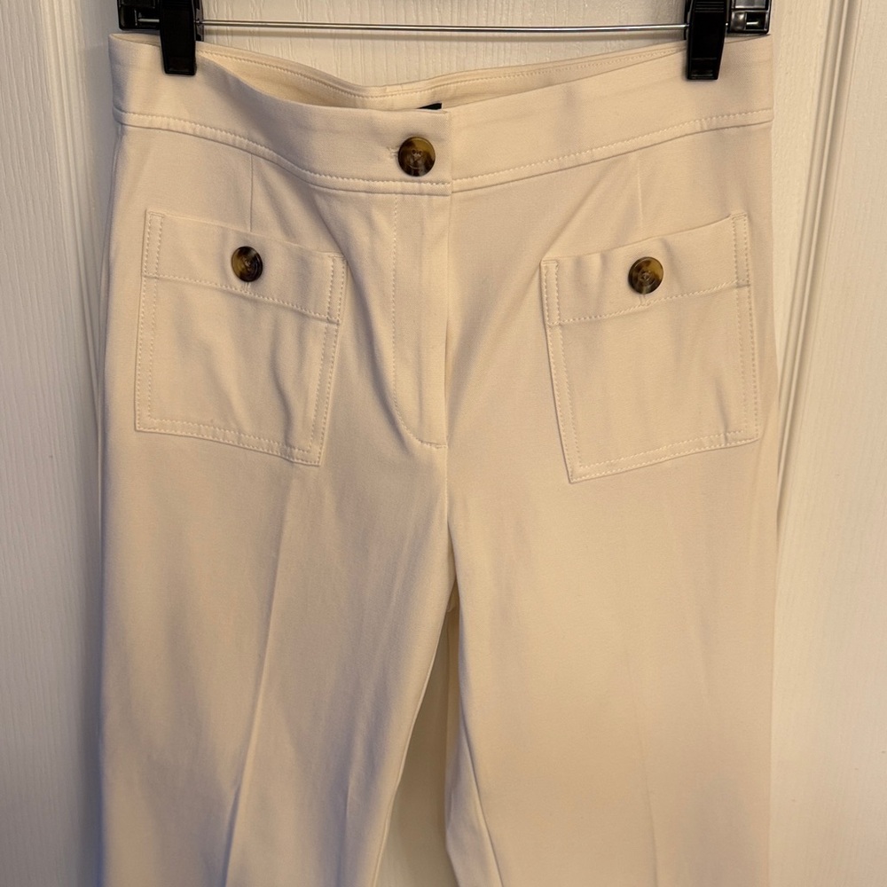 Ann Taylor Cream Trousers with Pocket Details
